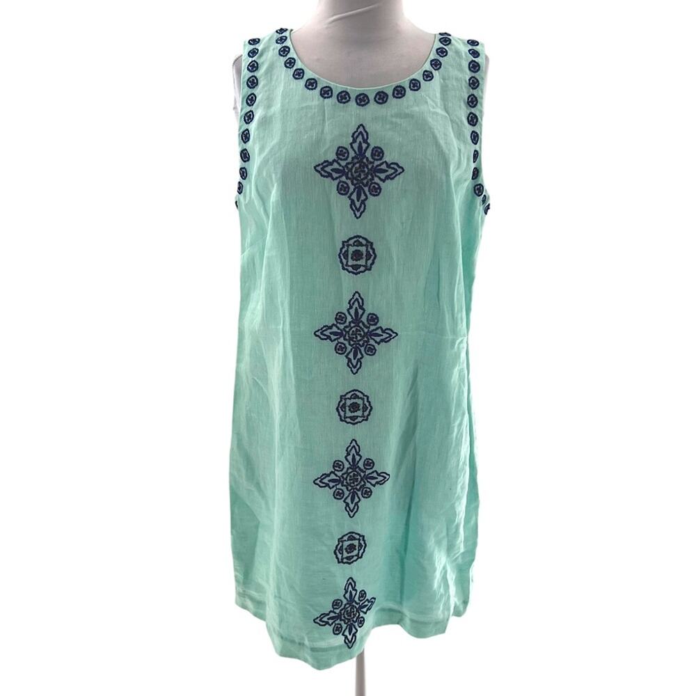 Vineyard Vines Mint Green Sleeveless Embroidered Mini Dress